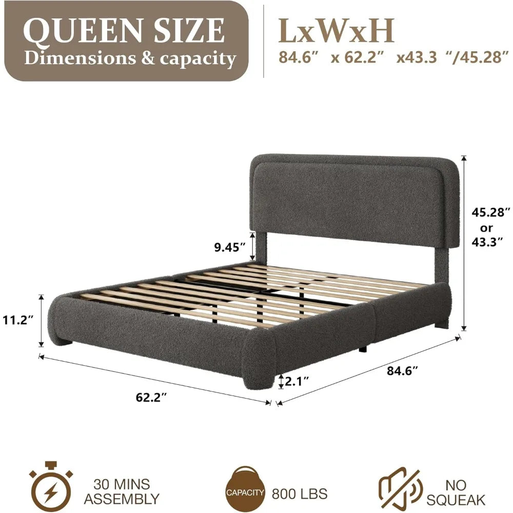 Lisa Boucle Bed - Queen Size