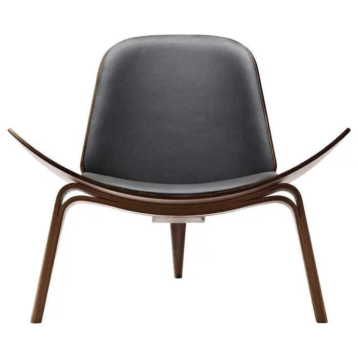 Hans J Wagner - CH07 Shell Chair (Skalstol) Walnut and Black Leather